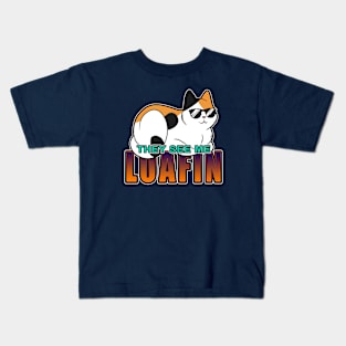 They See Me Loafin' - Calico Cat Kids T-Shirt